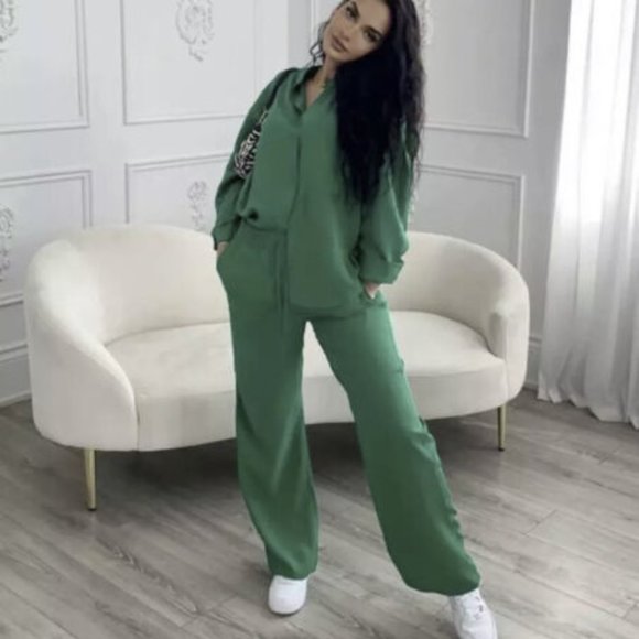 Zara Apple Green Wide Leg Blend Slouchy Pants Size XS - Picture 12 of 16